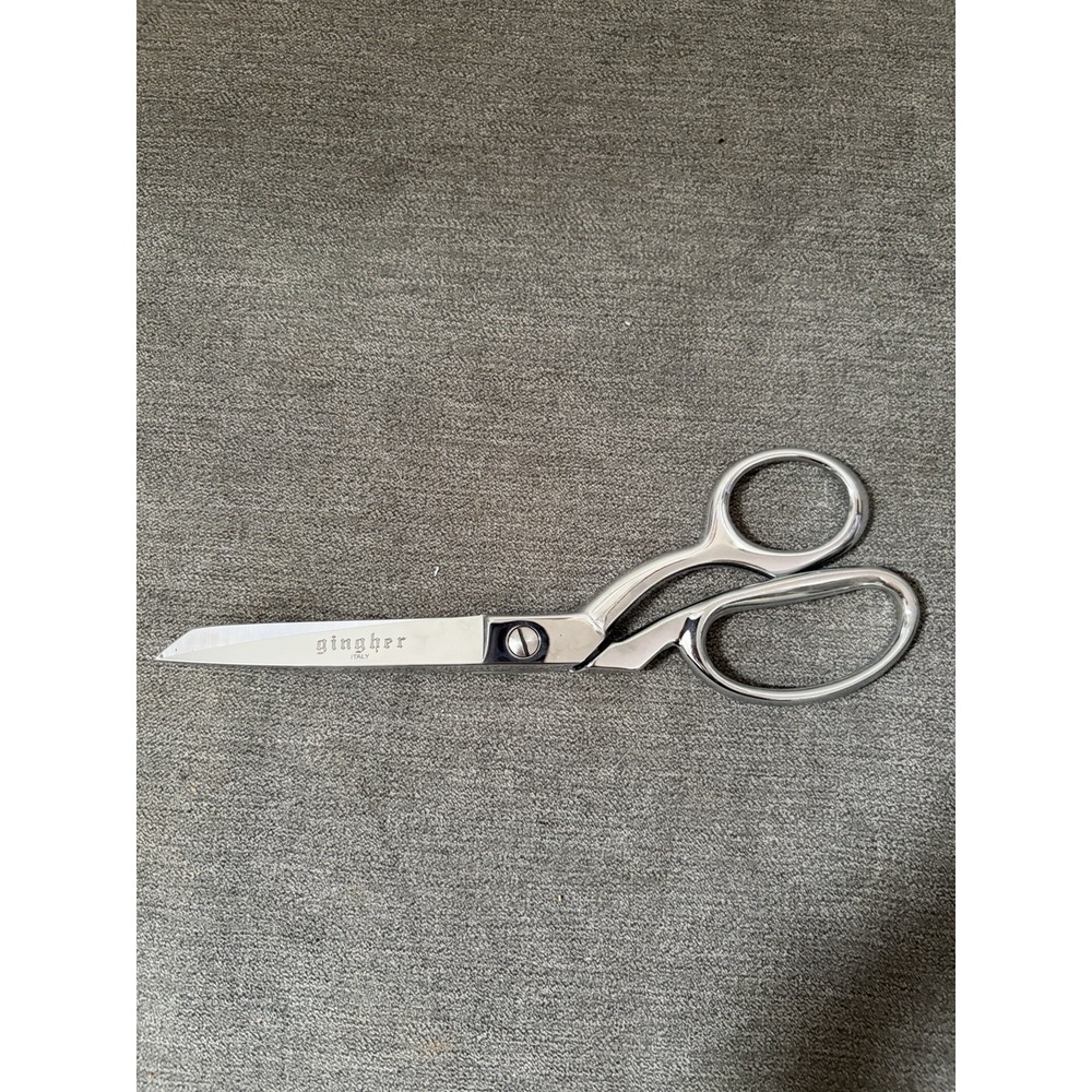 Vintage Gingher 8" Dressmaker Chrome Scissors Italy Chrome Finish Stainless